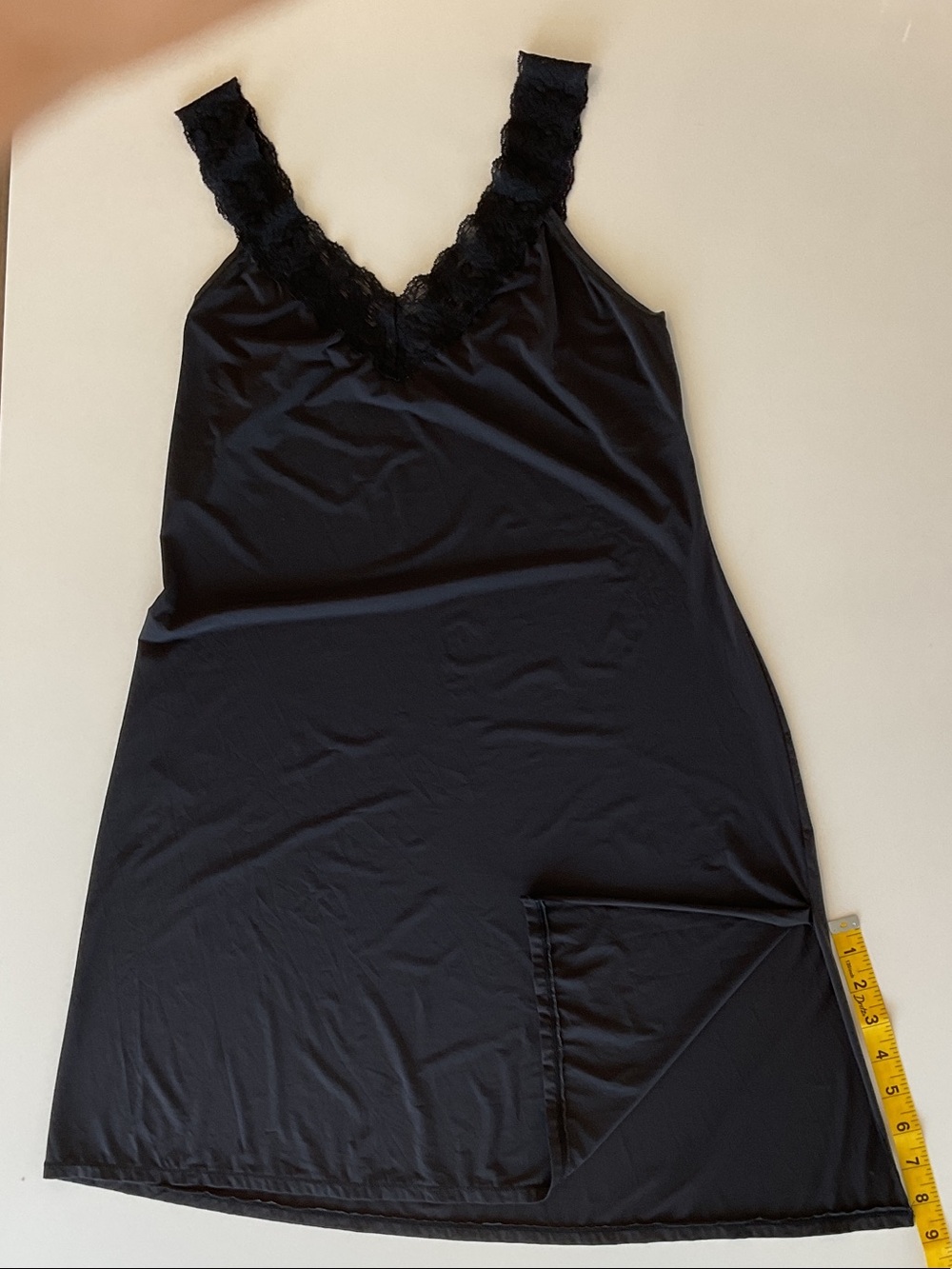 Vanity Fair Black Lace-Trim Night Slip Style 10-073 (Size 18” 38/44) | S/M - Picture 4 of 6